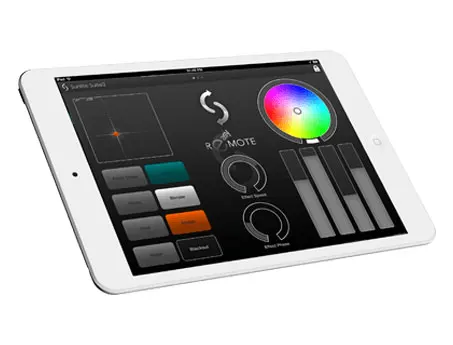 Tablet running the lighting control software